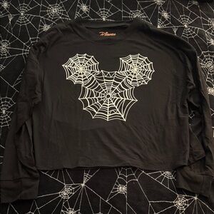 Disney Black Long Sleeve Shirt with Spider Web Design